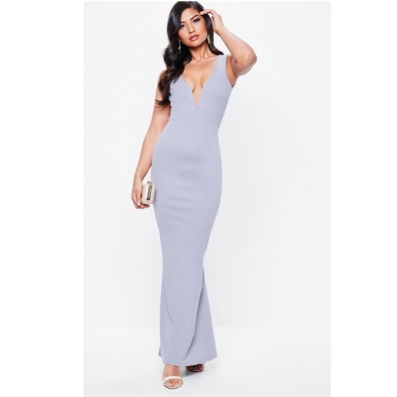 Missguided Lavender Plunge Maxi Dress Medium - Picture 2 of 6